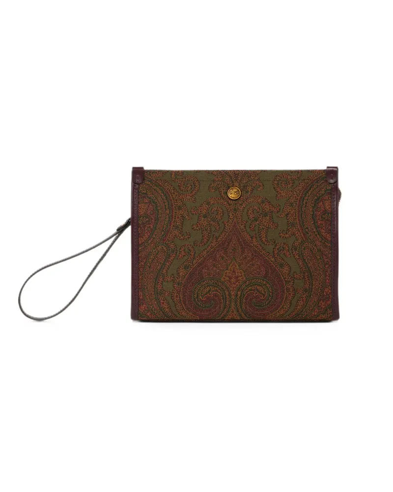 Etro Medium Paisley Jacquard Pouch Green