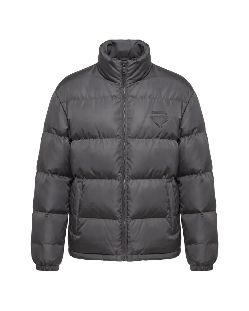 Prada Padded Logo-patch Jacket Grey