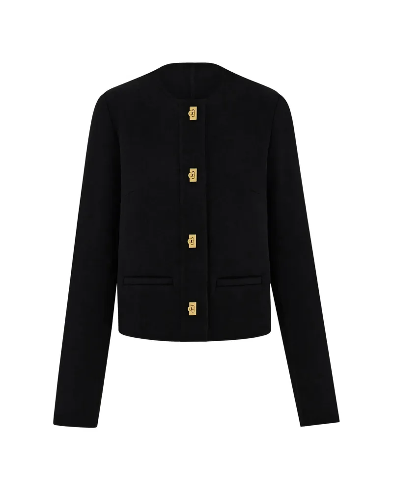 Ferragamo Wool And Cashmere Gancini Jacket Black