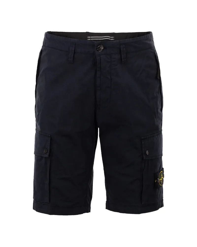 Stone Island L100019 Stretch Organic Cotton Twill Shorts Blue
