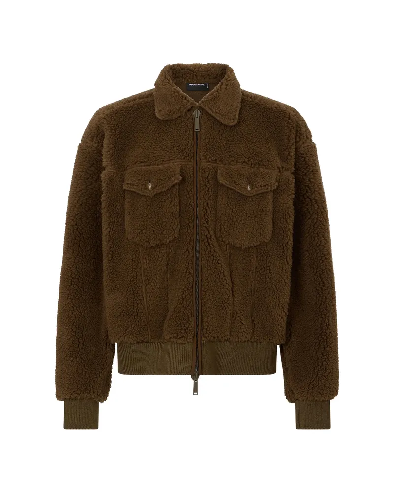 Dsquared2 Teddy Oversized Jean Jacket Brown