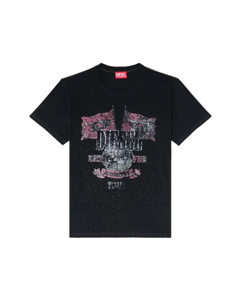 Diesel T-Marly Embellished Graphic-print T-shirt Black
