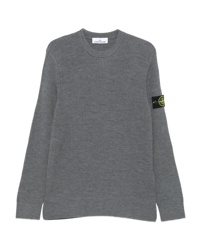 Stone Island Ribbed-knit Logo-patch Sweater Grey