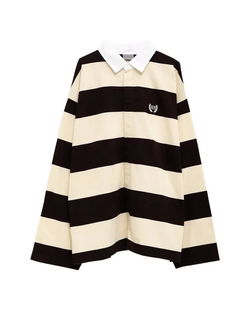 Balenciaga Striped Polo Shirt Brown
