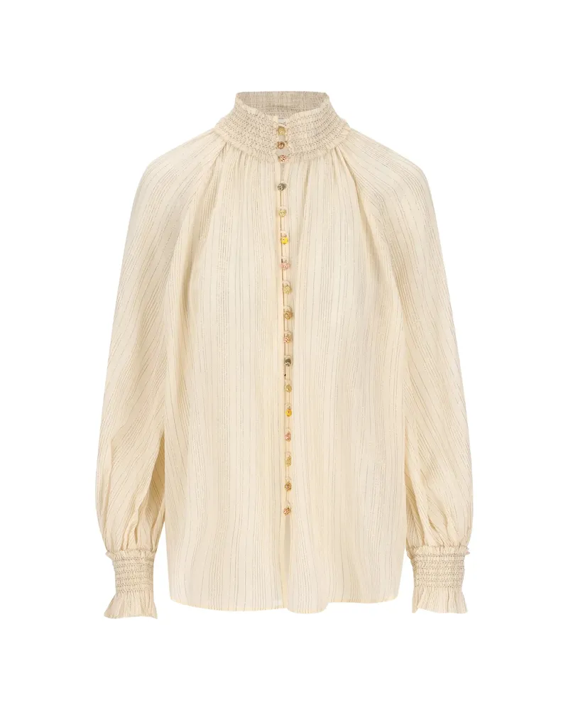Zimmermann Aster Metallic-stripe Shirt Neutrals