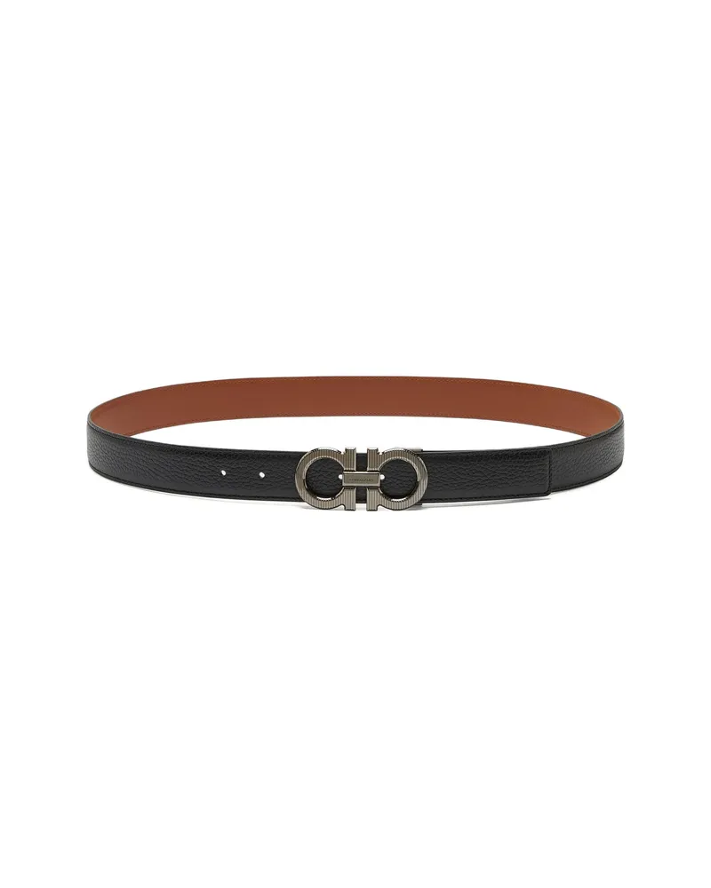 Ferragamo Reversible And Adjustable Gancini Belt Black