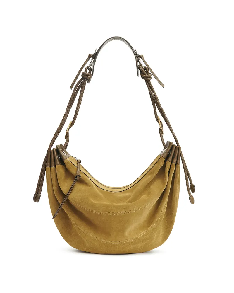 Isabel Marant Large Maia Half-moon Braided-strap Shoulder Bag Neutrals