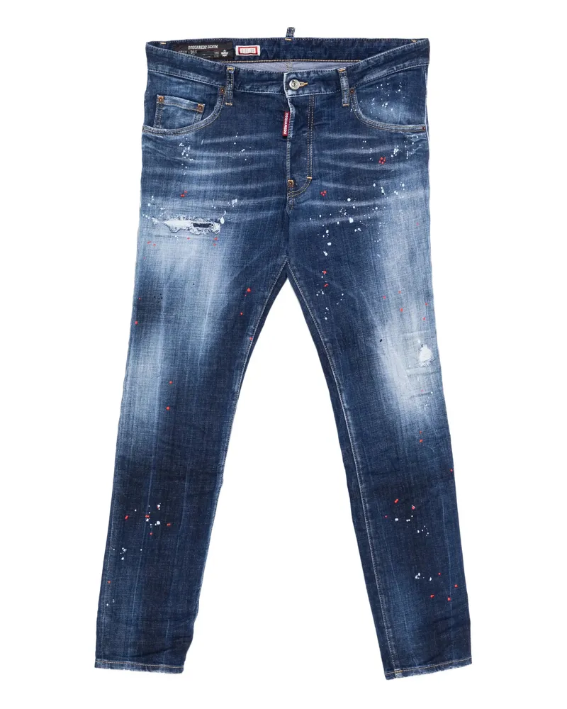 Dsquared2 Skater Distressed Paint Jeans Blue