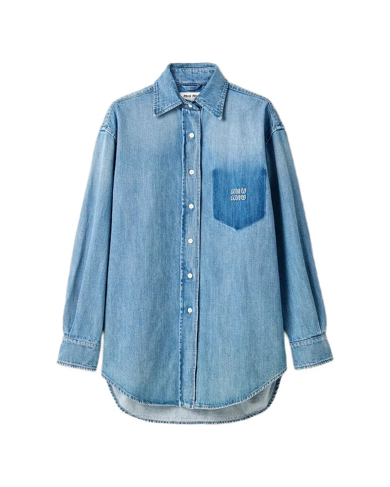 Miu Miu Logo-patch Shirt Blue