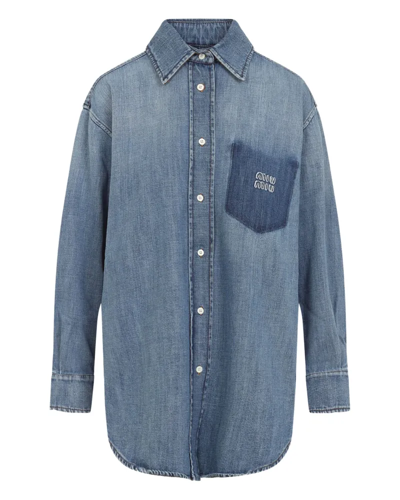 Miu Miu Logo-patch Shirt Blue