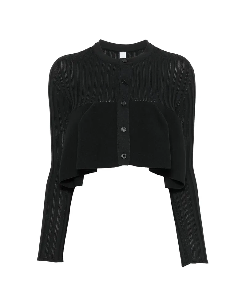 CFCL Pottery Bust Flare Ribbed Peplum Cardigan Black