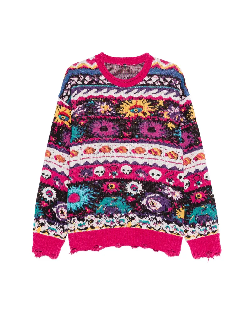 R13 Floral Distressed Sweater Black