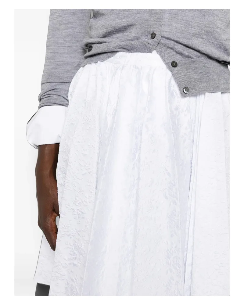 SHUSHU/TONG Floral-jacquard Pleated Mini Skirt White