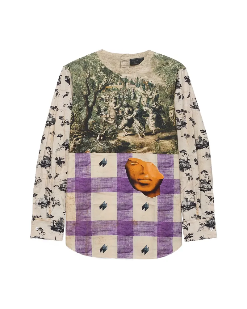 Prada Printed Cotton Shirt Neutrals