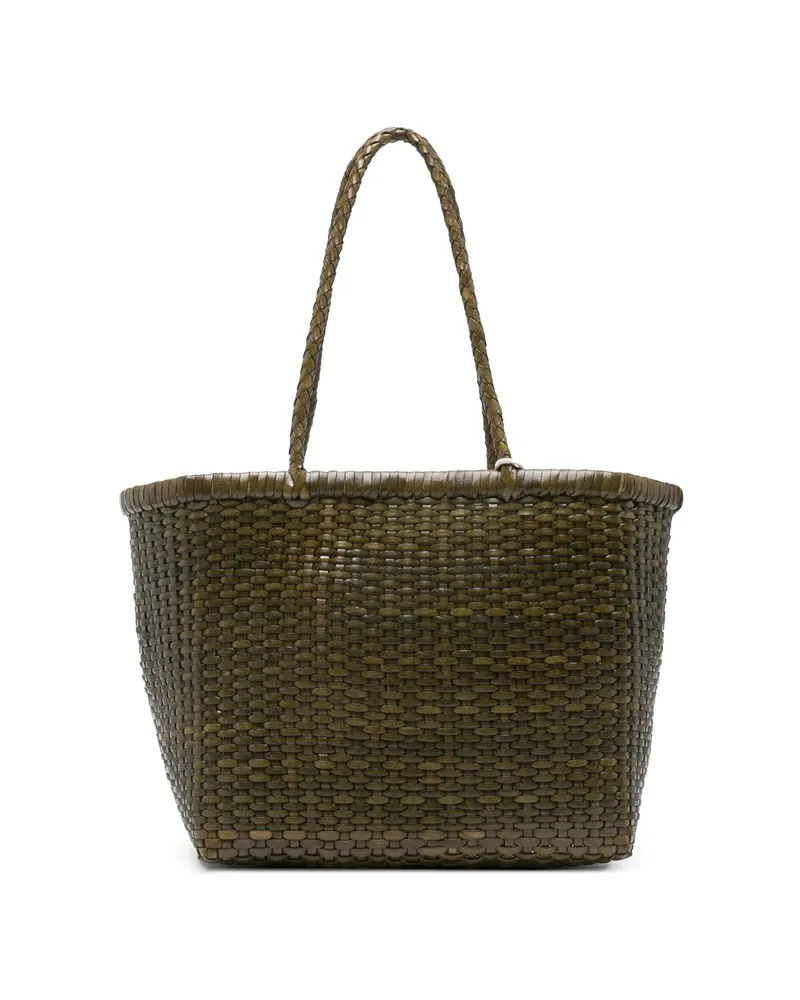 Dragon Diffusion Small Grace Basket Woven Tote Bag Green