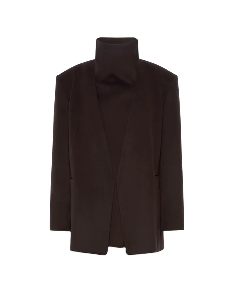 SPORTMAX High-neck Virgin Wool Jacket Brown