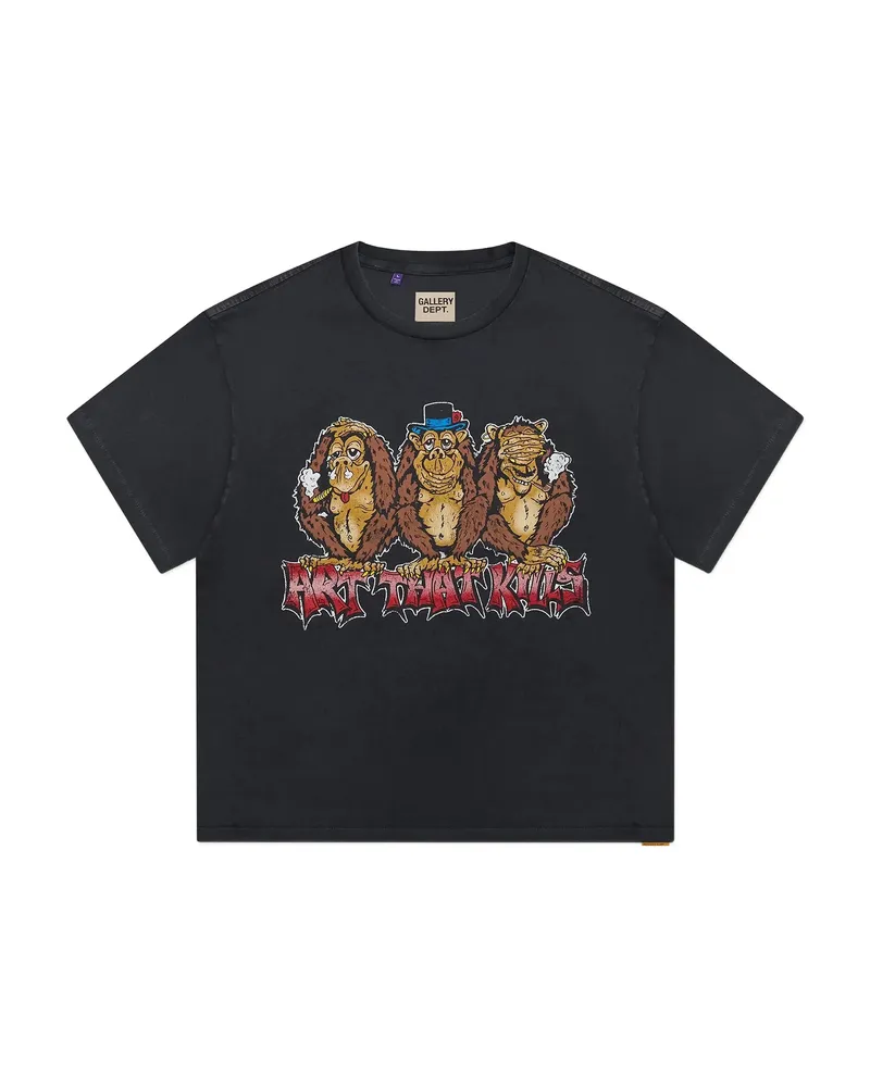 GALLERY DEPT. See No Evil Monkey-print Cotton T-shirt Black