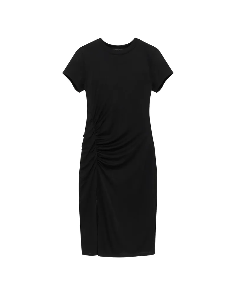 Anine Bing Vida Gathered Slit Midi Dress Black