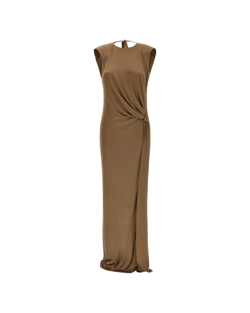 Elisabetta Franchi Padded-shoulders Maxi Dress Brown