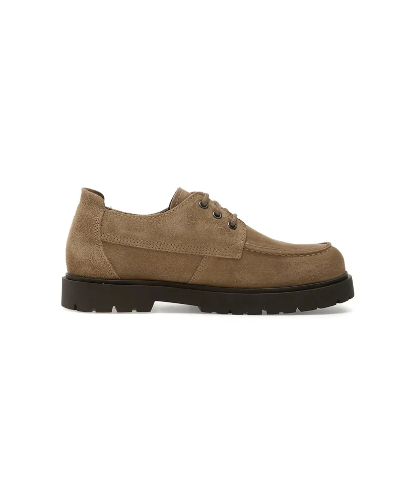 Birkenstock Moc Lace Suede Derby Shoes Neutrals