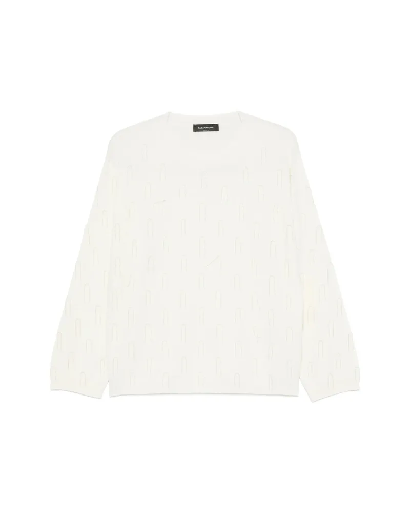 Fabiana Filippi Bead-embellished Crew-neck Sweater White