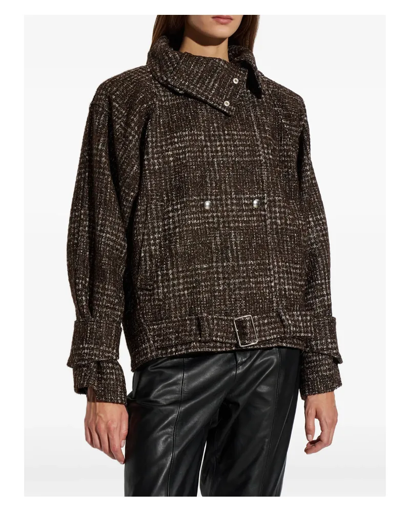 IRO Check-pattern Belted Jacket Brown