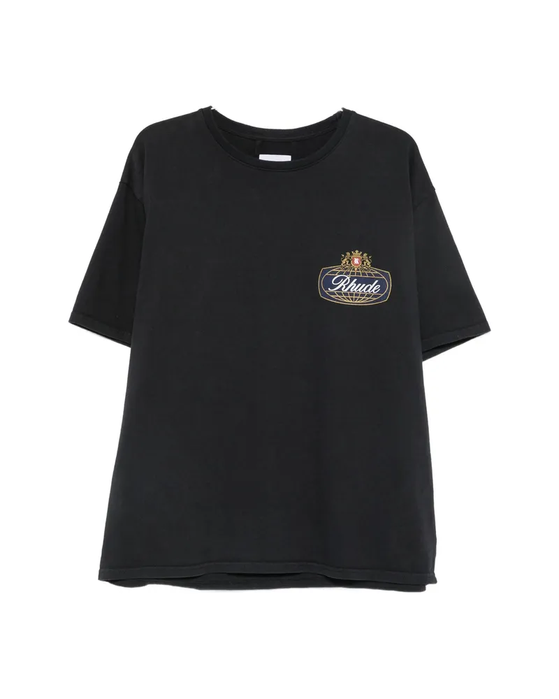RHUDE Logo-print Cotton T-shirt Black