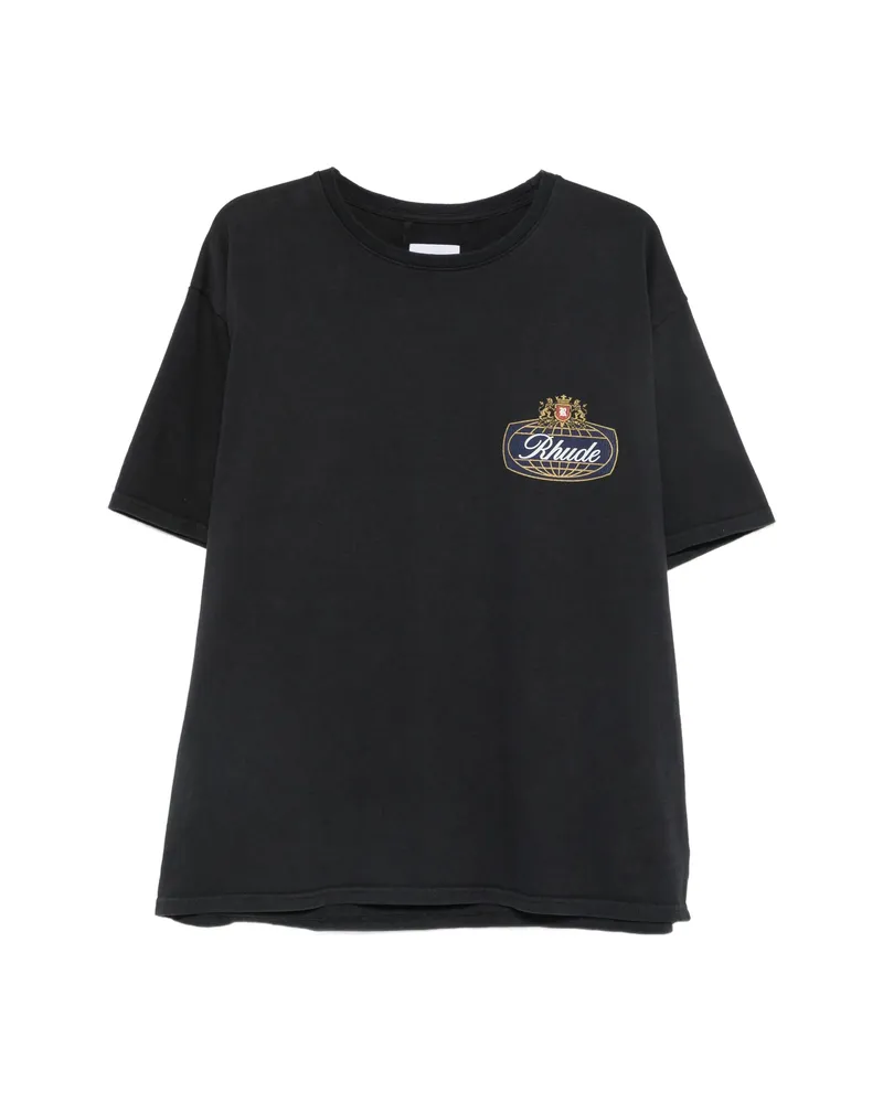 RHUDE Logo-print Cotton T-shirt Black