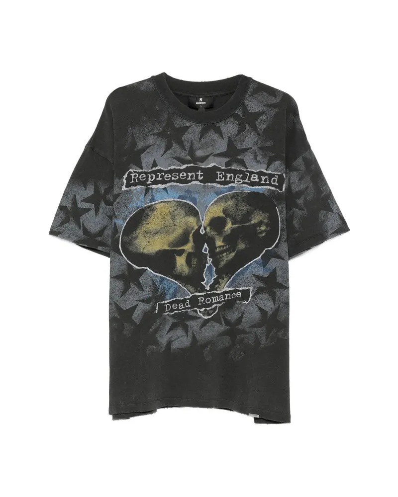 REPRESENT Romance Graphic-print Star-pattern Cotton T-shirt Black