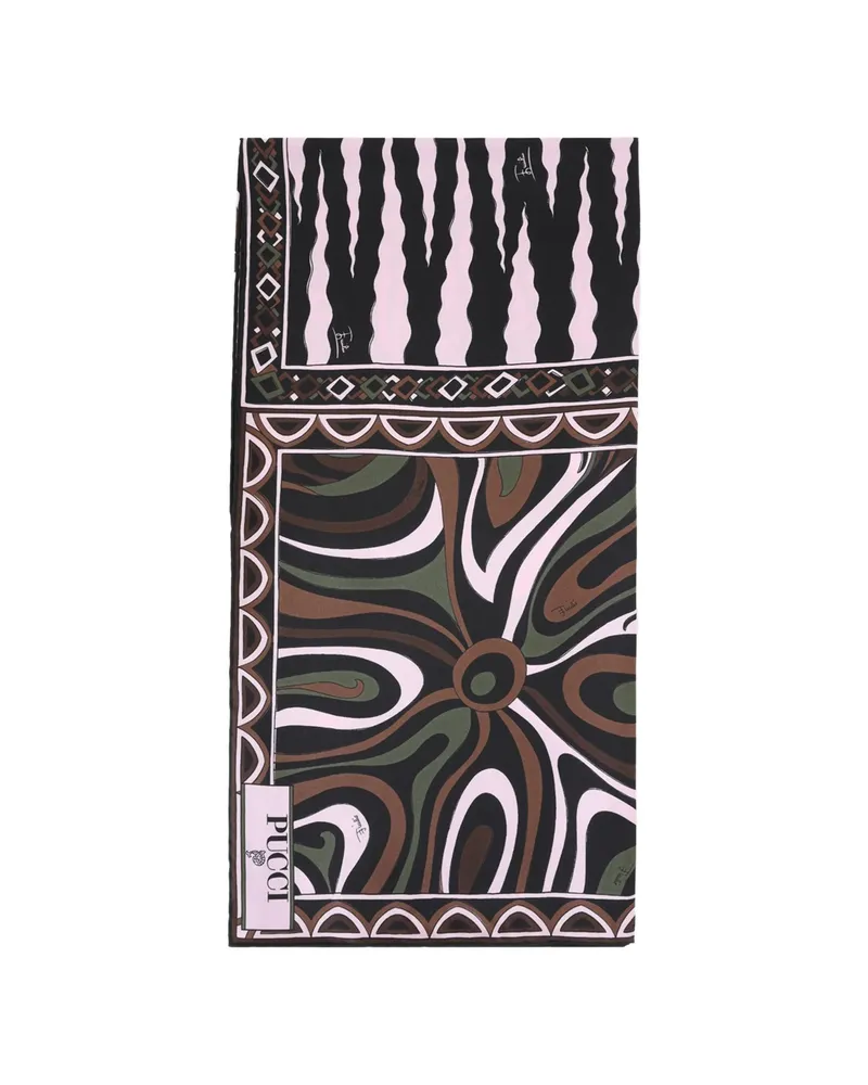 Emilio Pucci Mixed-print Silk Scarf Black