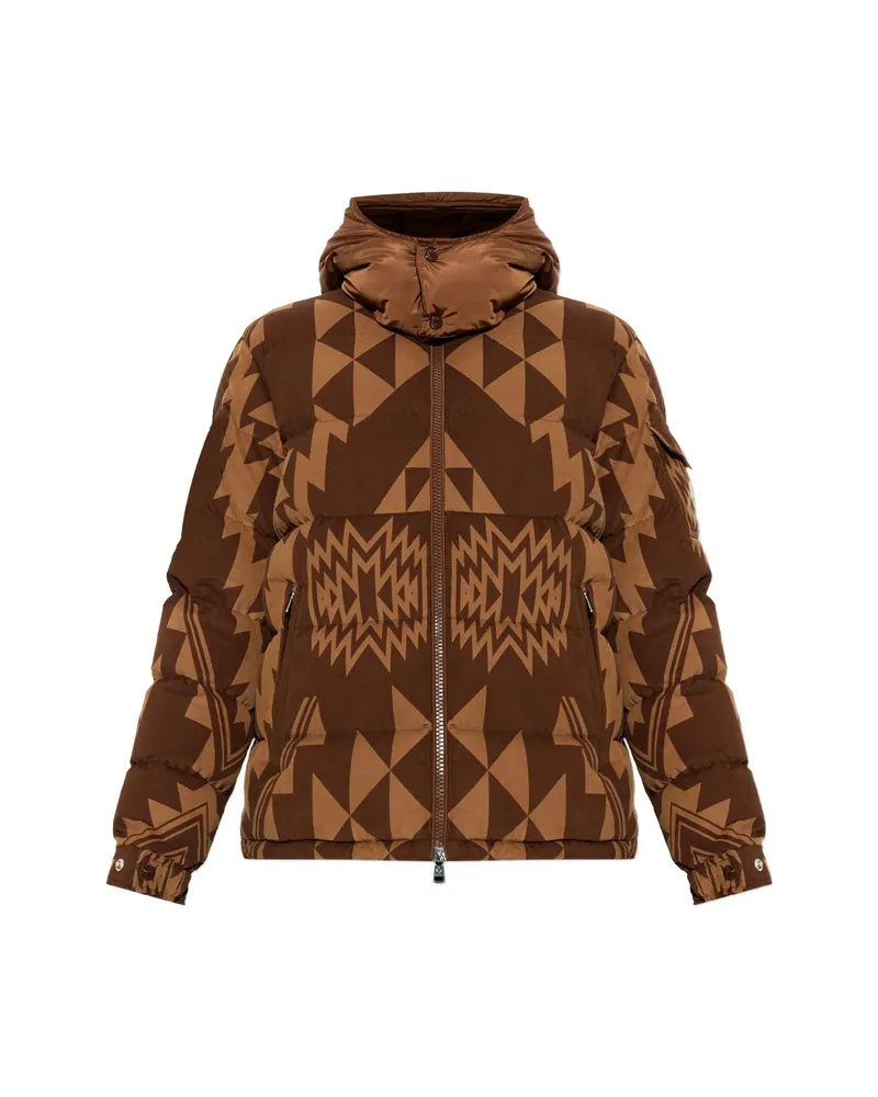 Moncler Boislune Geometric-patterned Down Jacket Brown