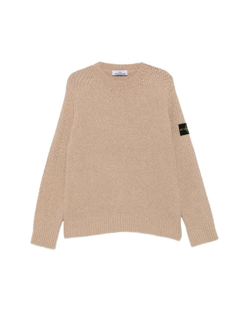 Stone Island Compass-patch Waffle-knit Sweater Neutrals