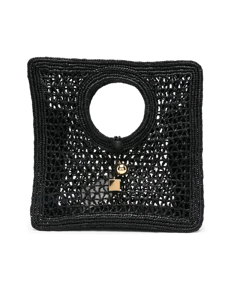 Jacquemus Circular-handle Raffia Tote Bag Black