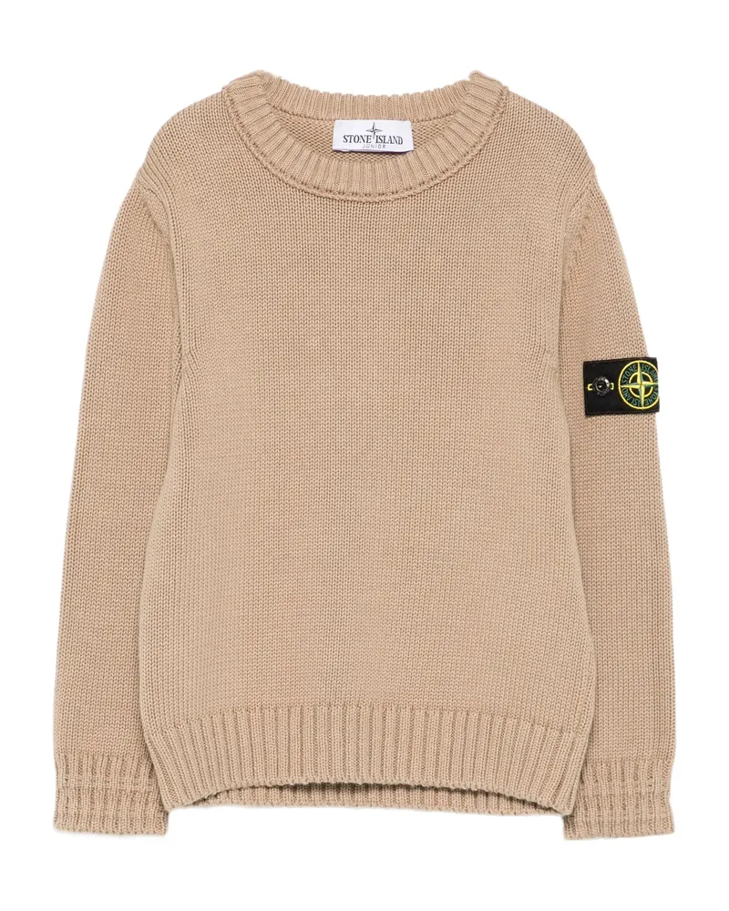 Stone Island Logo-patch Crew-neck Sweater Neutrals