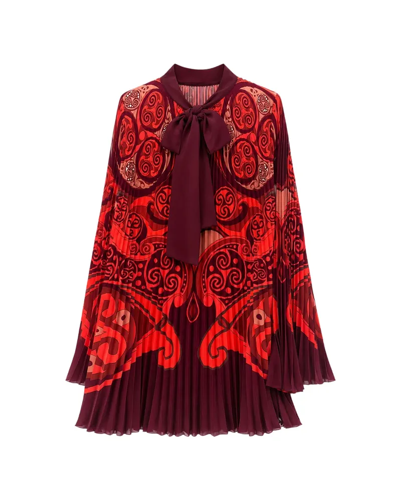 La DoubleJ Pleated Pussy-bow Blouse Red