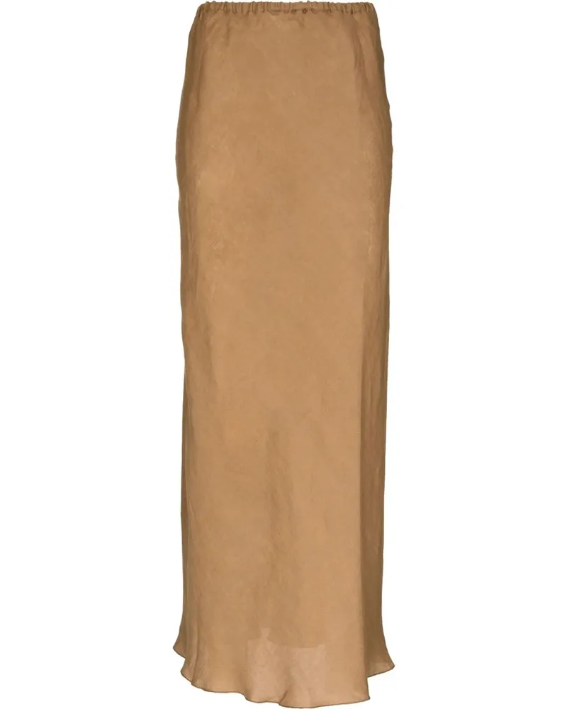 Baserange Dydine Linen Maxi Skirt Brown