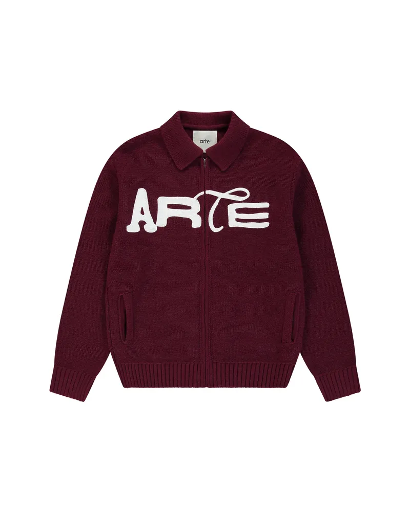 Arte Antwerp Logo-embroidered Zip-up Cardigan Red