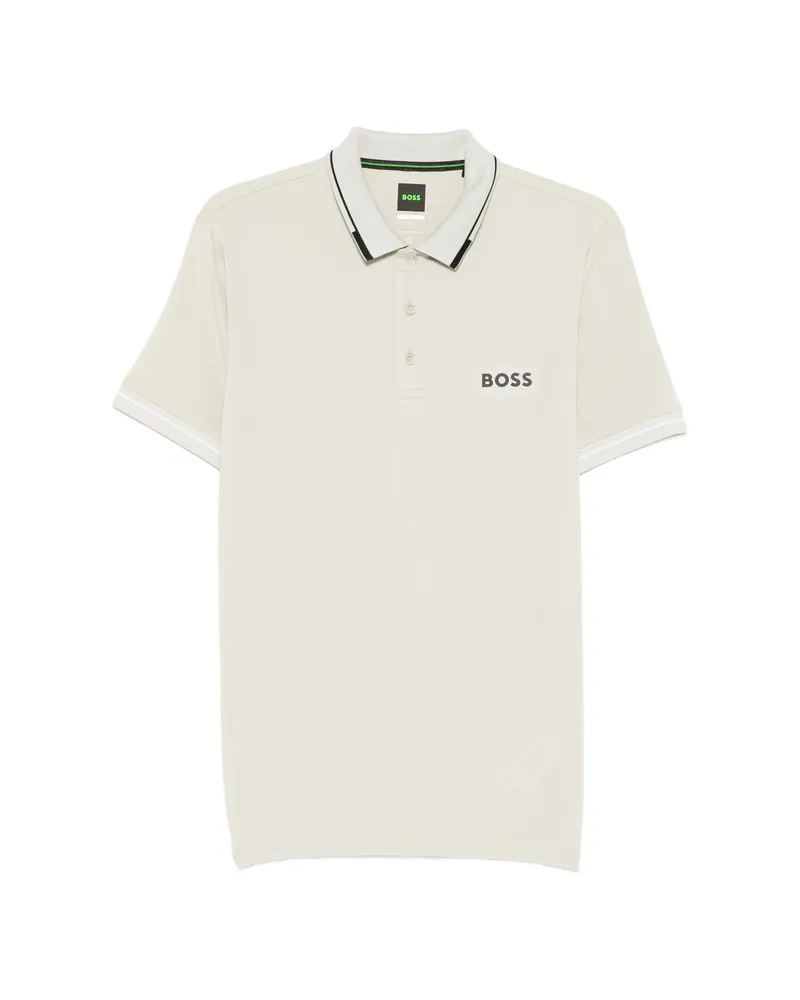 HUGO BOSS Logo Trim Polo Shirt Neutrals