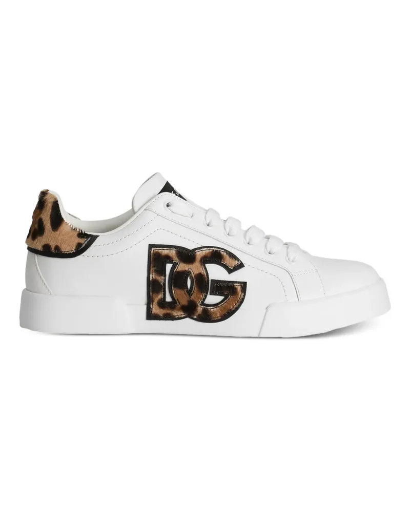 Dolce & Gabbana Logo-appliqué Leopard Sneakers White