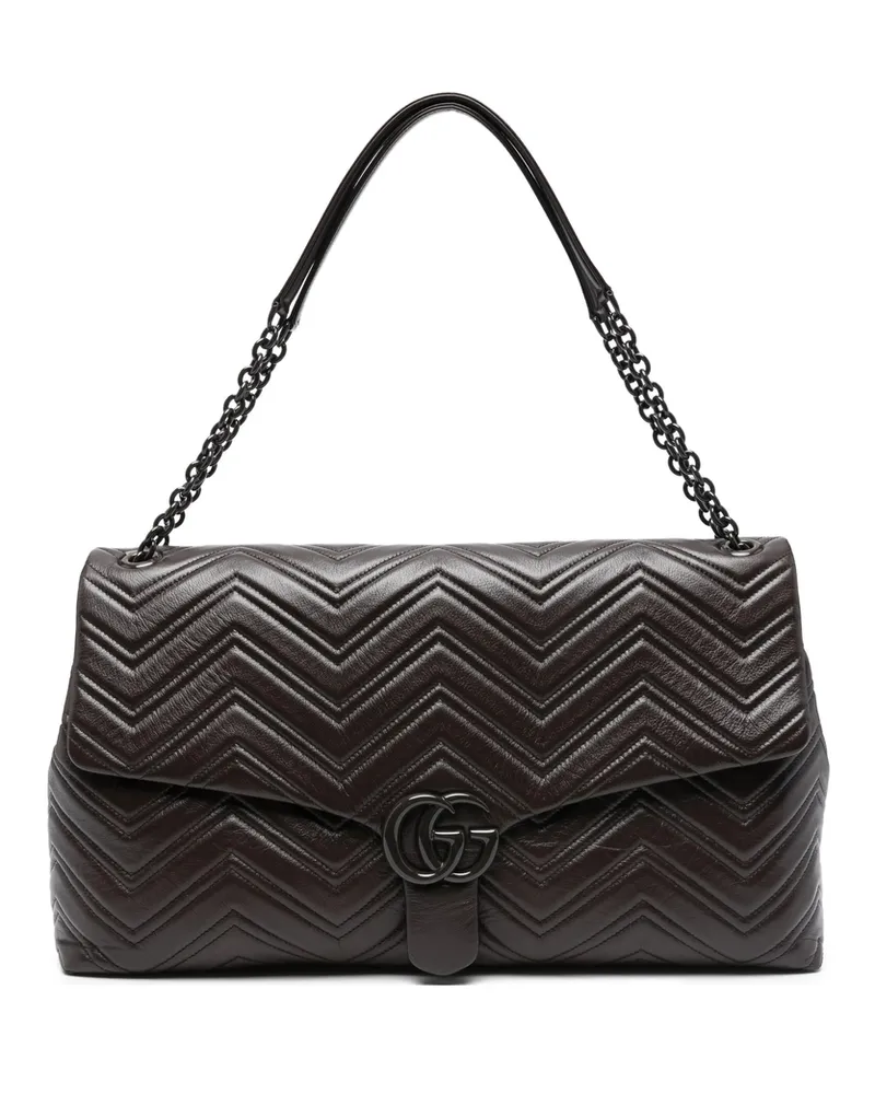 Gucci Maxi GG Marmont Shoulder Bag Brown