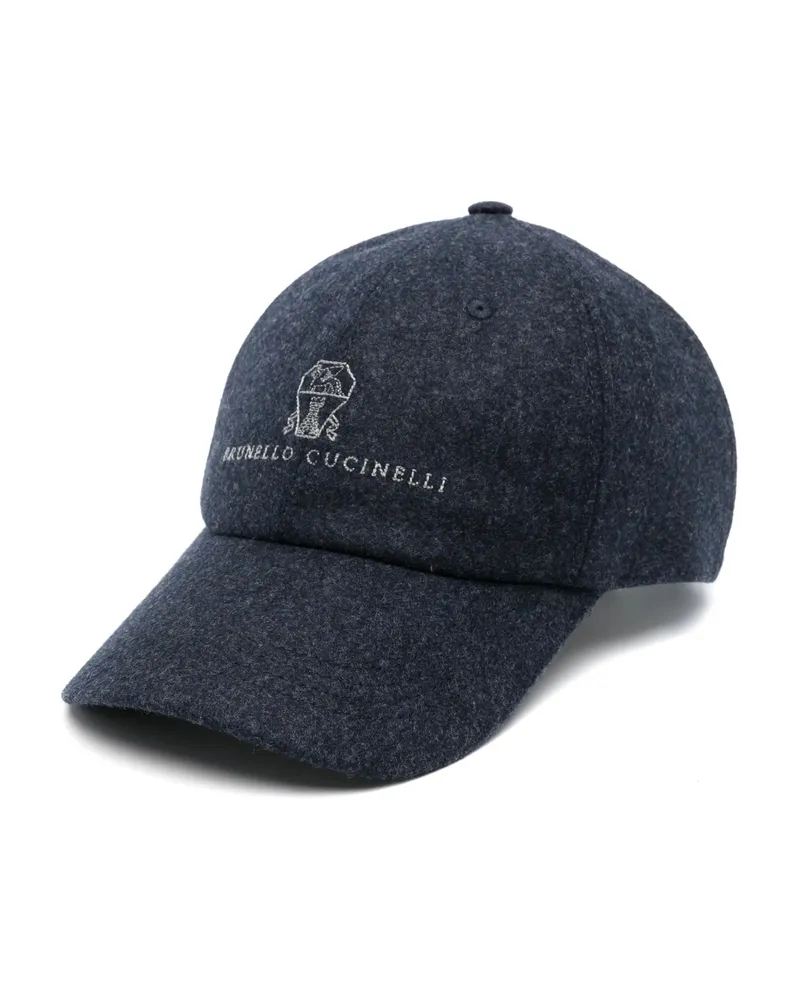 Brunello Cucinelli Embroidered-logo Wool Baseball Cap Blue