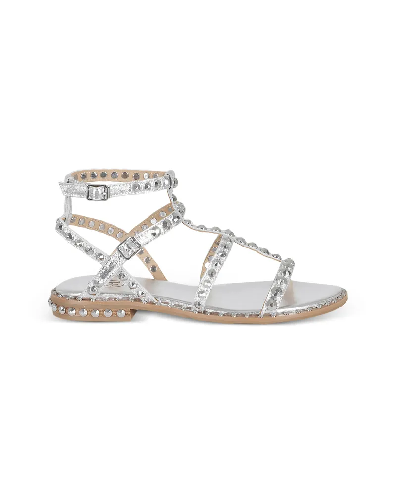 ash Precious Stud-embellished Cage Sandals Silver
