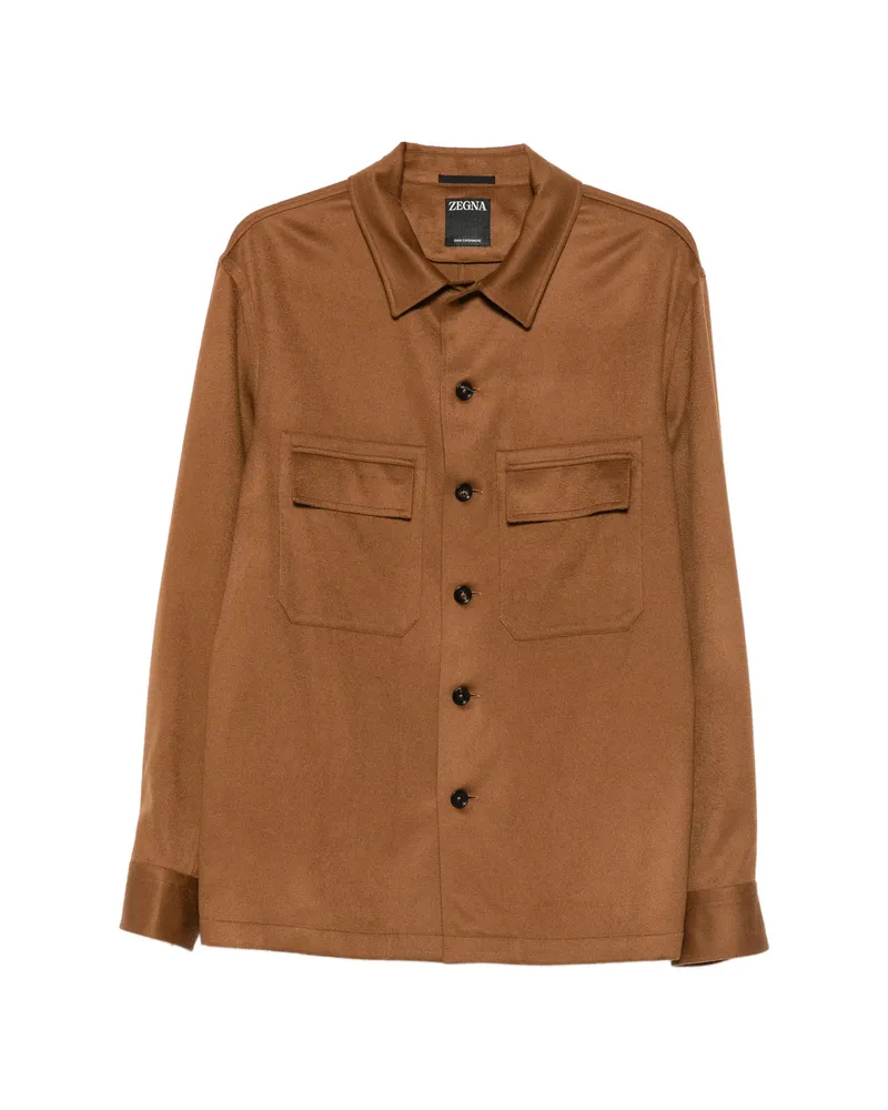 Ermenegildo Zegna Button-fastening Flap-pocket Shirt Brown