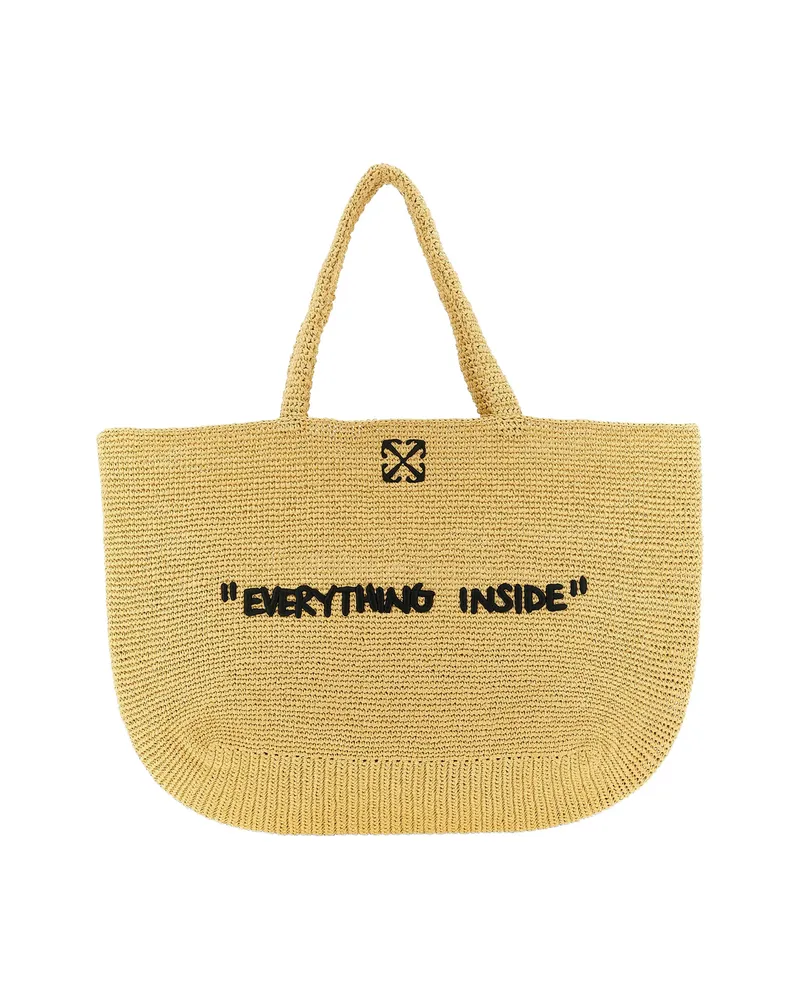 OFF-WHITE Jitney Embroidered Tote Bag Neutrals