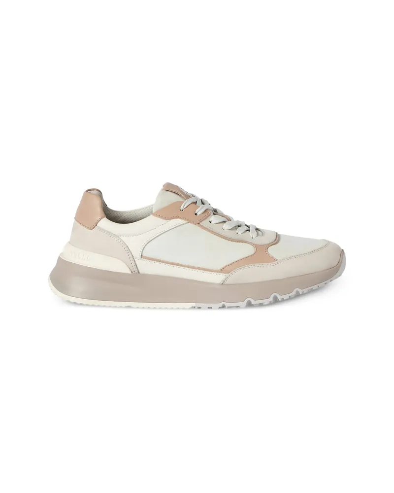 Brunello Cucinelli Panelled Leather Sneakers Neutrals