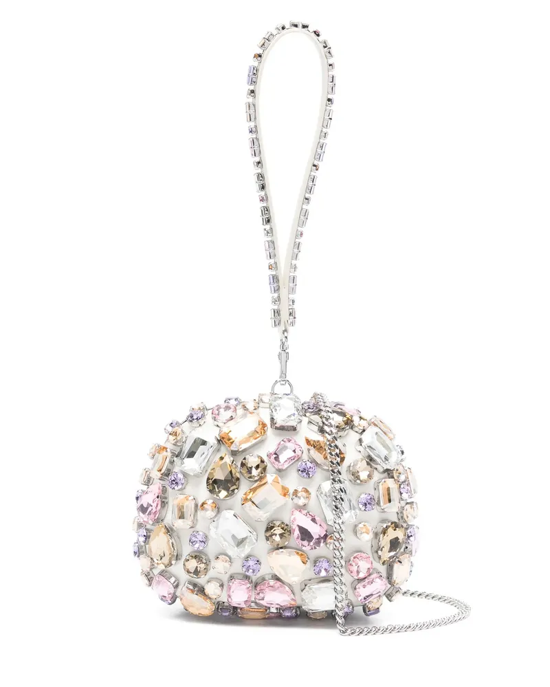 Self-Portrait Crystal-embellished Mini Clutch Bag White