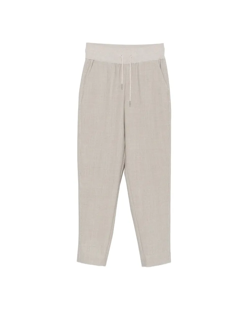 PANICALE Cashmere Drawstring Tapered Trousers Grey