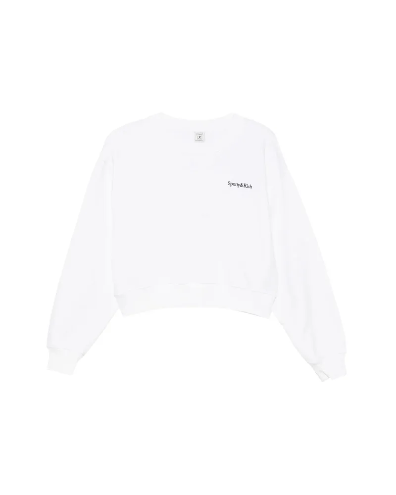 SPORTY & RICH Elza Logo-embroidered Cropped Sweatshirt White