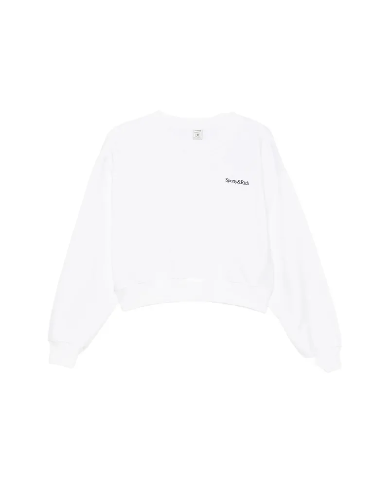 SPORTY & RICH Elza Logo-embroidered Cropped Sweatshirt White