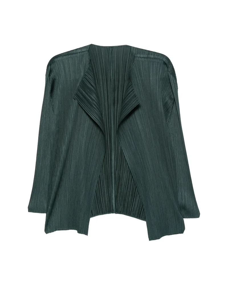 Issey Miyake Pleated Crossover-front Top Green